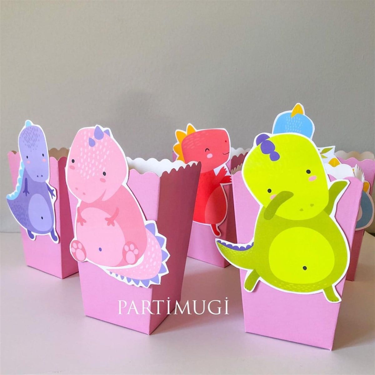 Pembe Dinozor Temalı Popcorn Kutusu