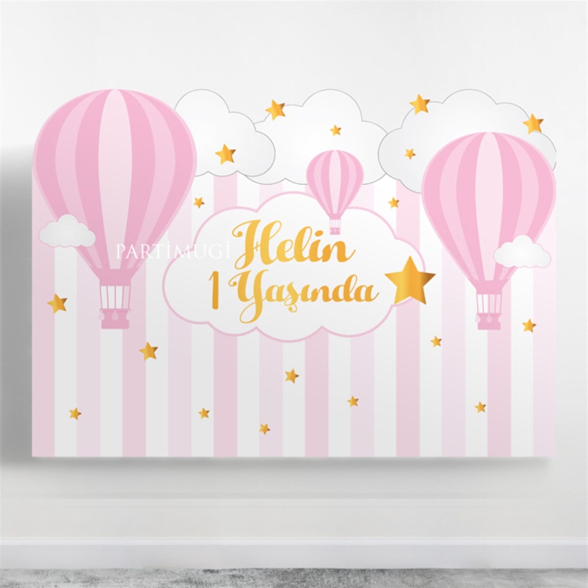 Pembe Hava Balonu Temalı Afiş Branda