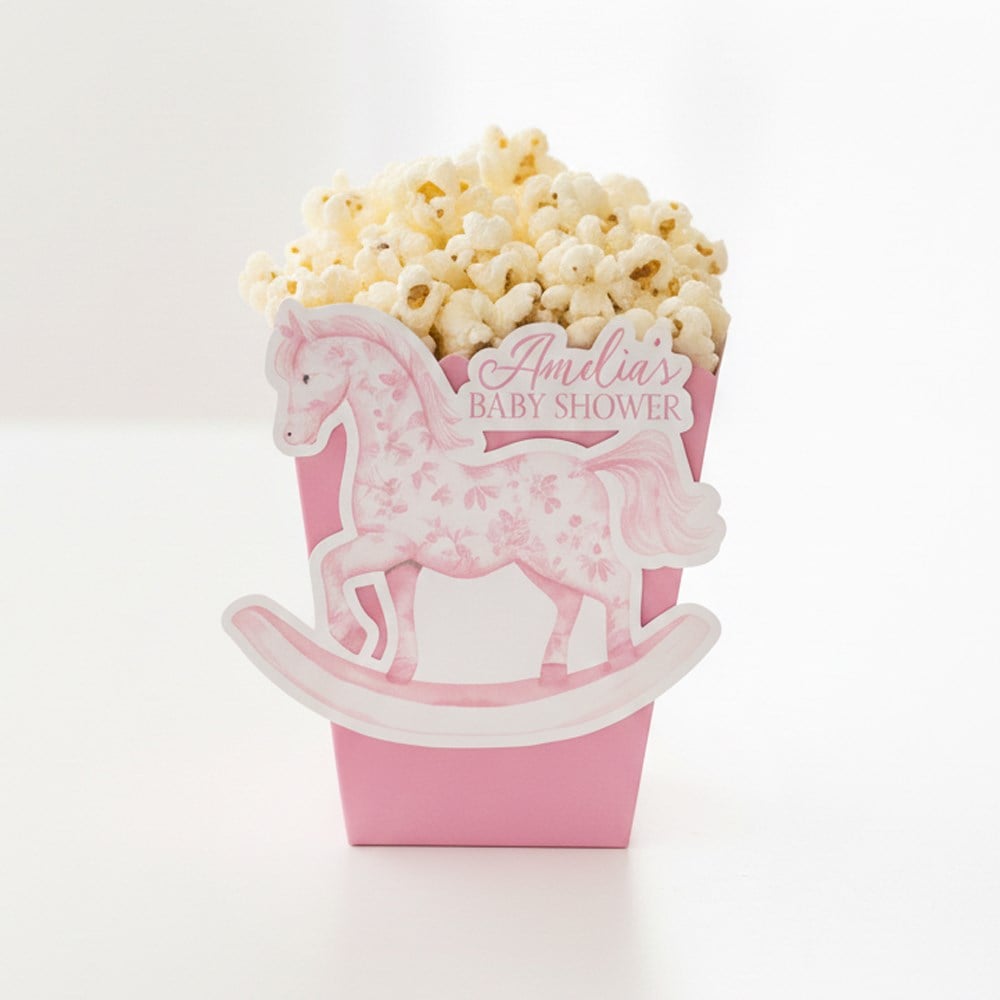 Pembe Vintage Atlı Karınca Temalı Popcorn Kutusu