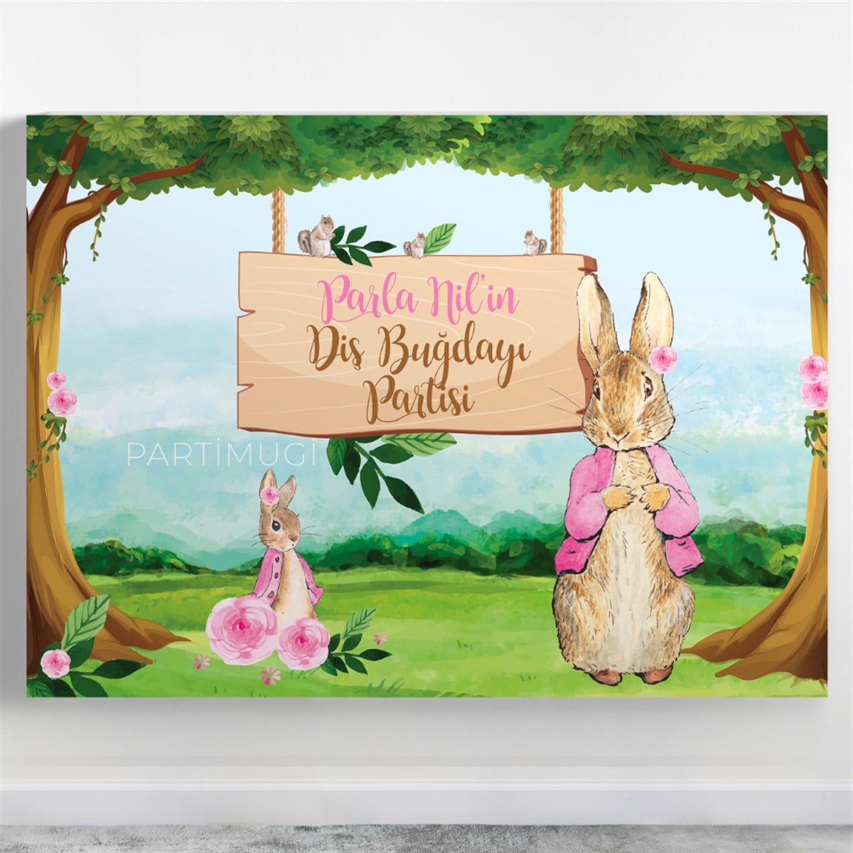Peter Rabbit Temalı Pembe Afiş Branda