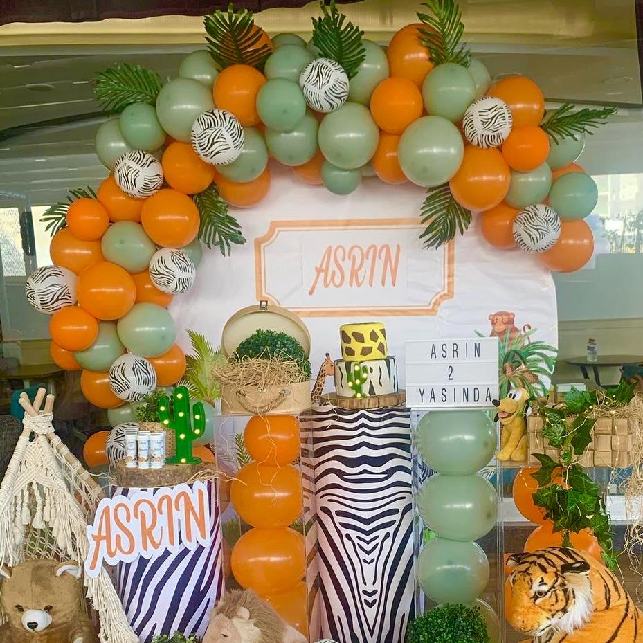 Safari Temalı Zebra Detay 50 Adet Balon + Balon Zinciri Aparatı