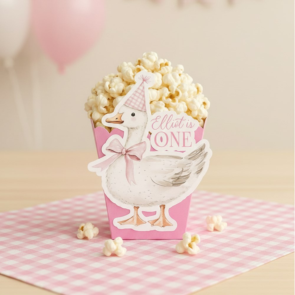 Sevimli Kaz Pembe Ördek Temalı Popcorn Kutusu