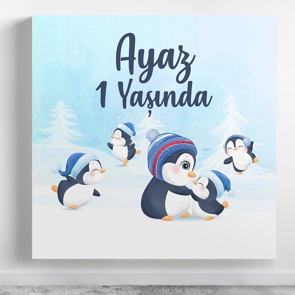 Sevimli Penguenler Temalı Renkli Afiş Branda