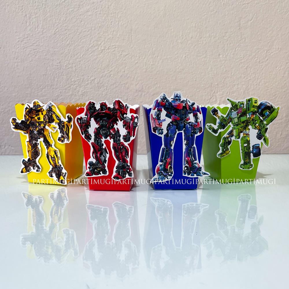 Transformers Temalı Renkli Popcorn Kutusu