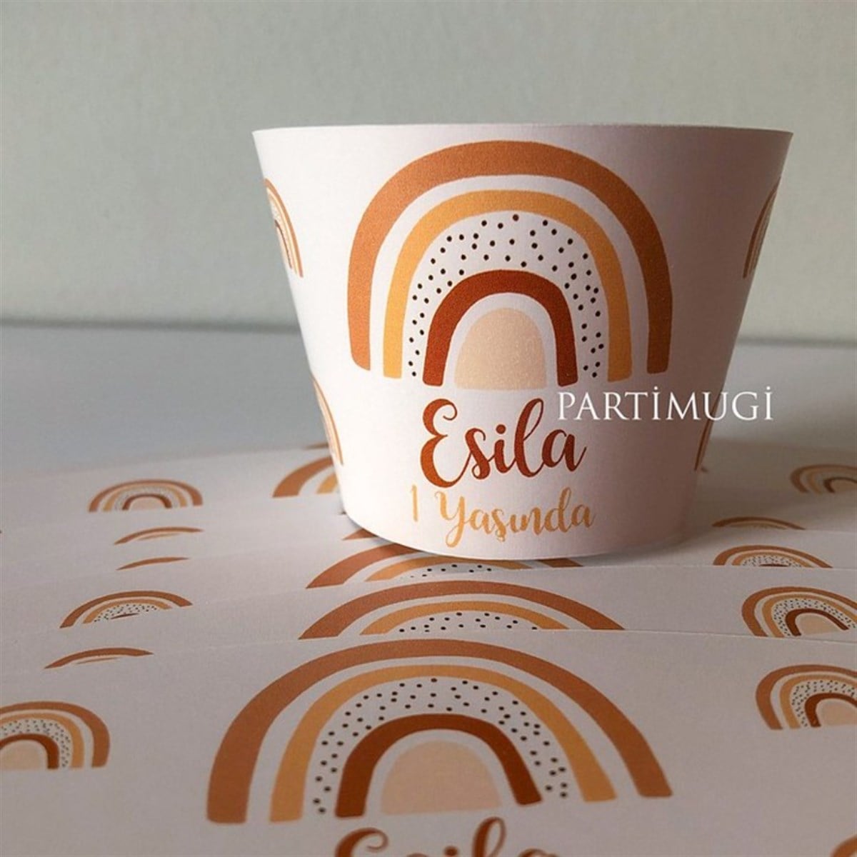 Turuncu Gökkuşağı Temalı Cupcake Sargısı