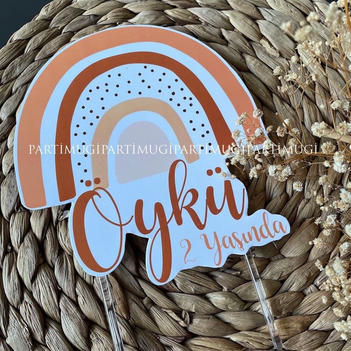 Turuncu Gökkuşağı Temalı Pasta Süsü