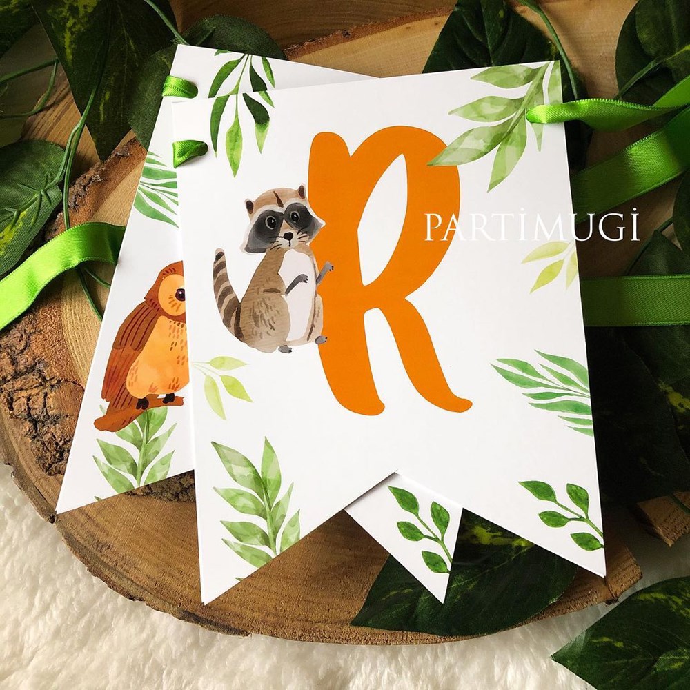 Woodland Orman Hayvanları Temalı Harf Banner
