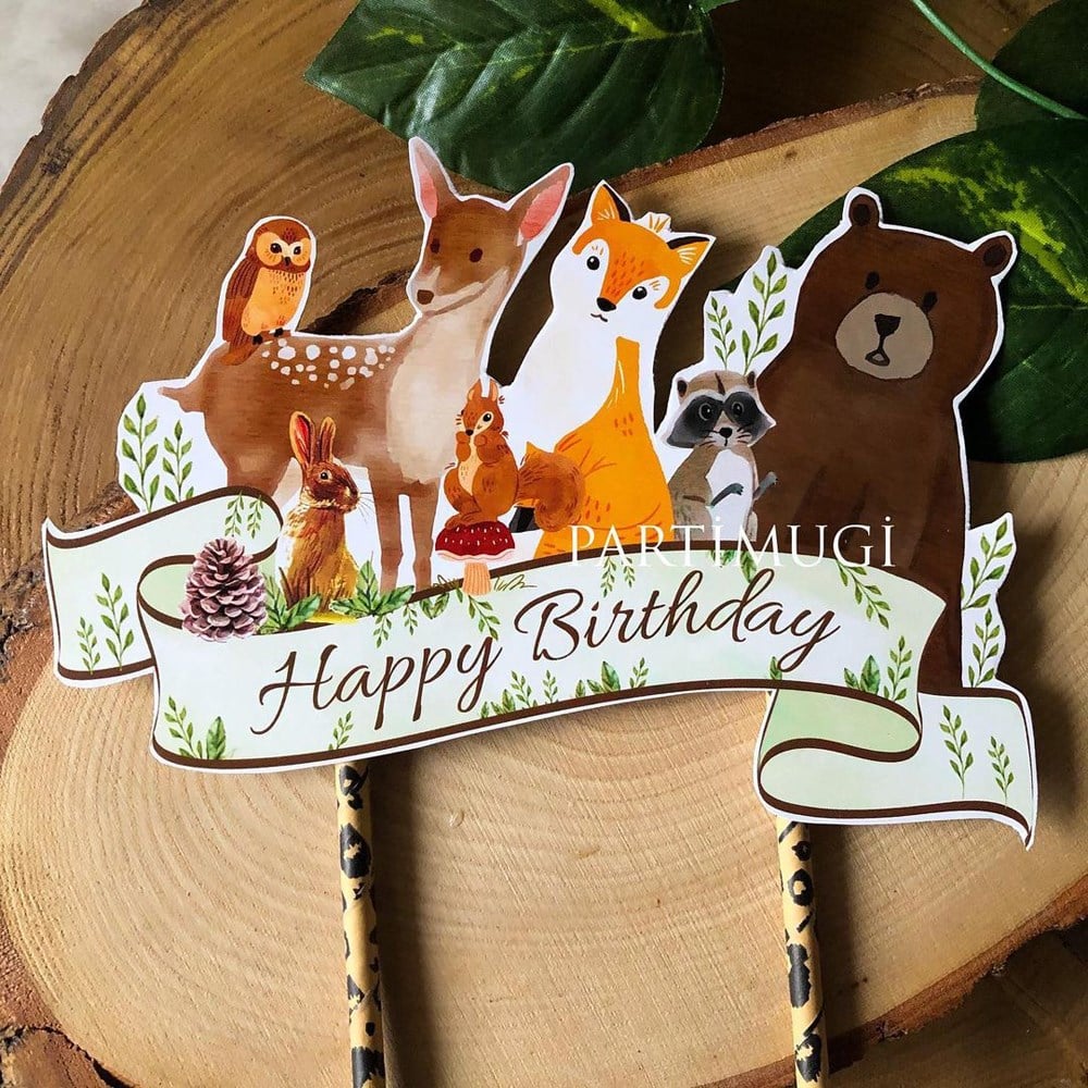 Woodland Orman Hayvanları Temalı Pasta Süsü