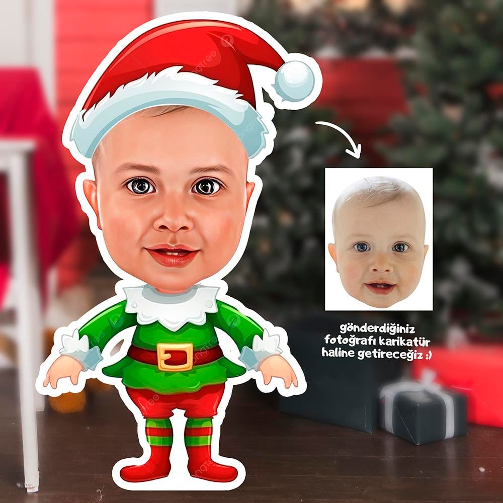 Yılbaşı Noel Baba Karikatür Ayaklı Maket