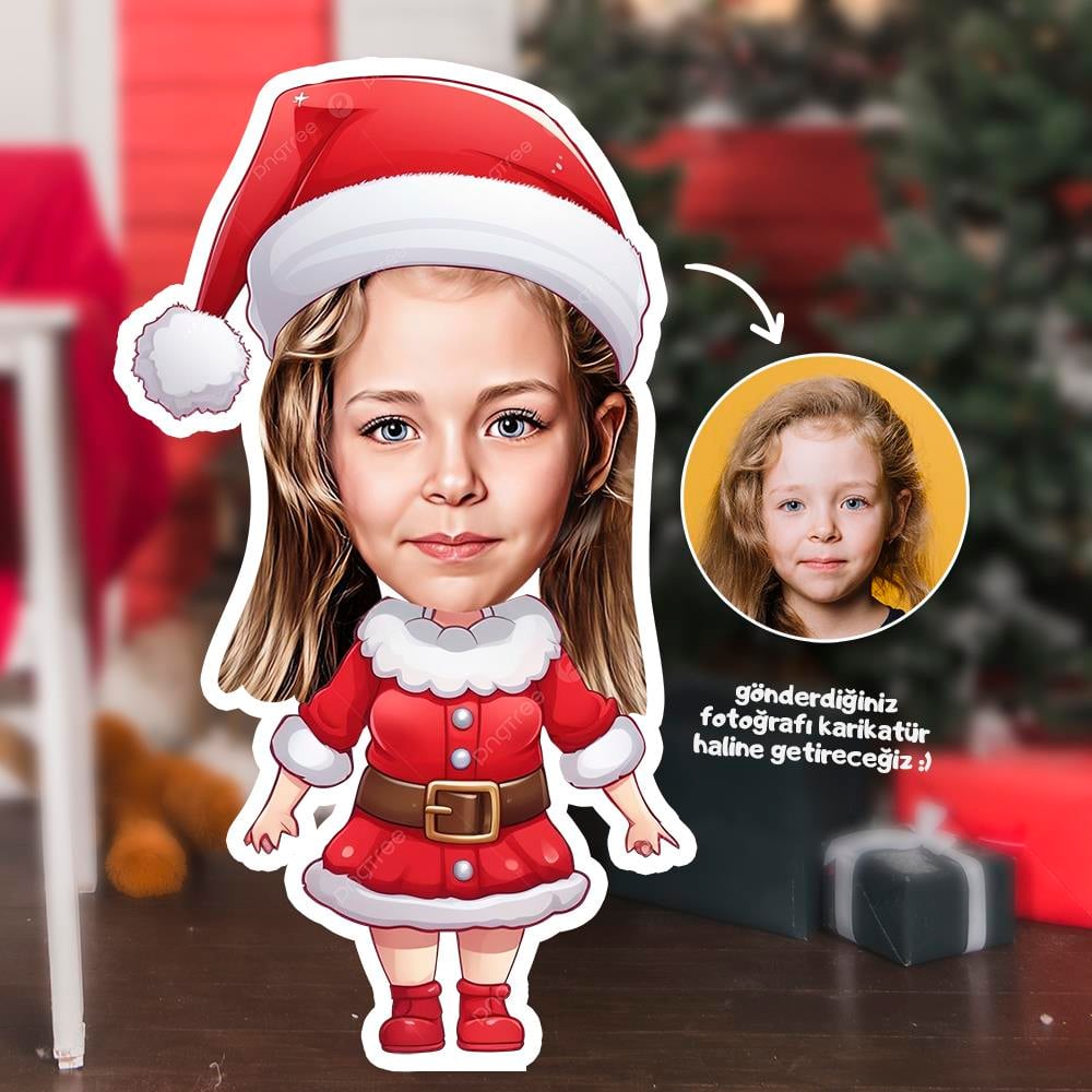 Yılbaşı Noel Kız Karikatür Ayaklı Maket