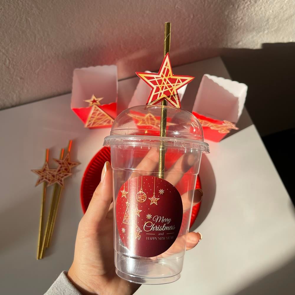 Yılbaşı Temalı Gold Limonata Bardağı
