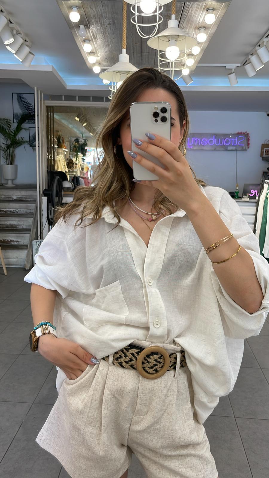 Keten Oversize Gömlek 