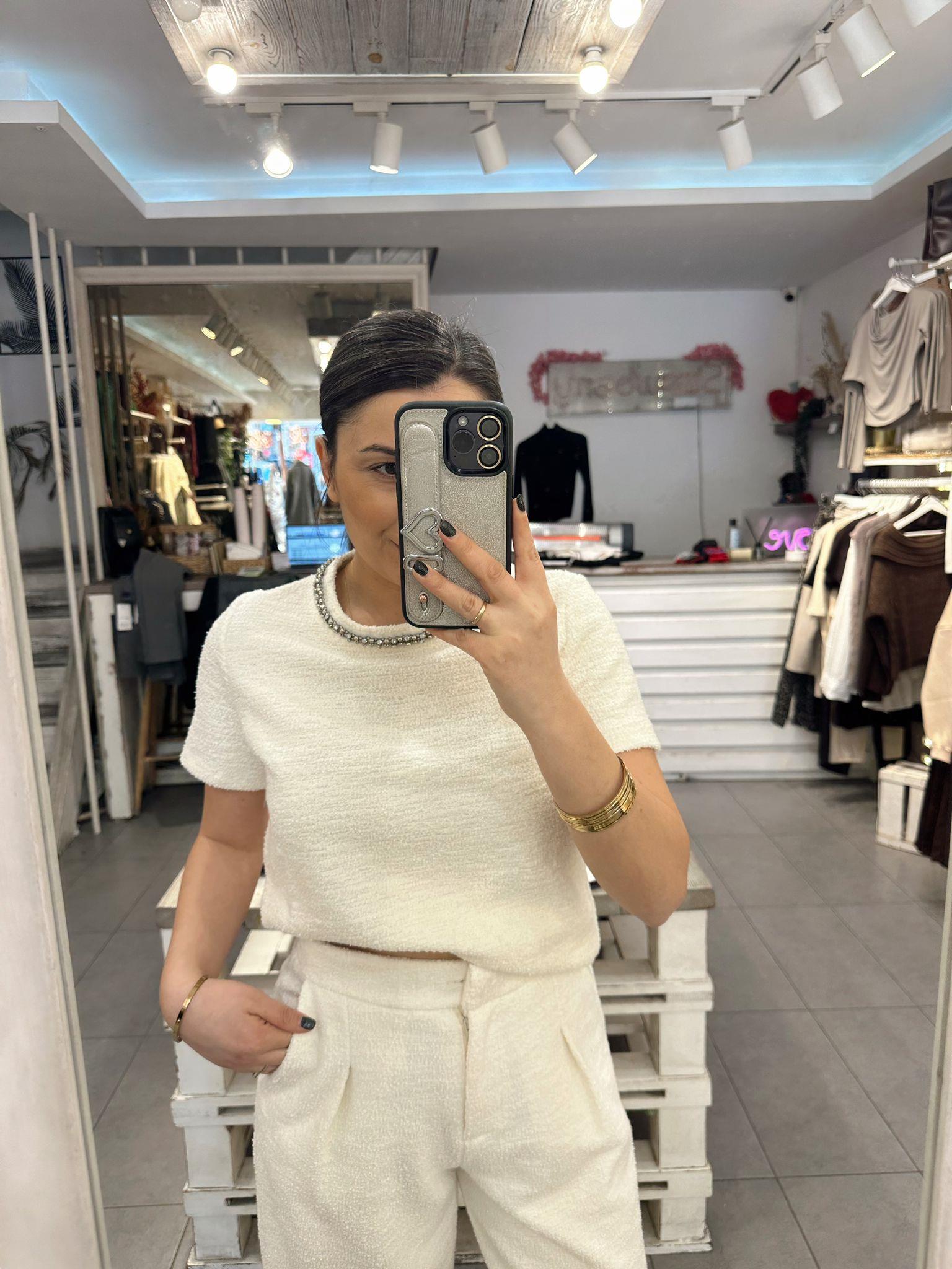 Buklet Kumaş Taş Detaylı Kazak