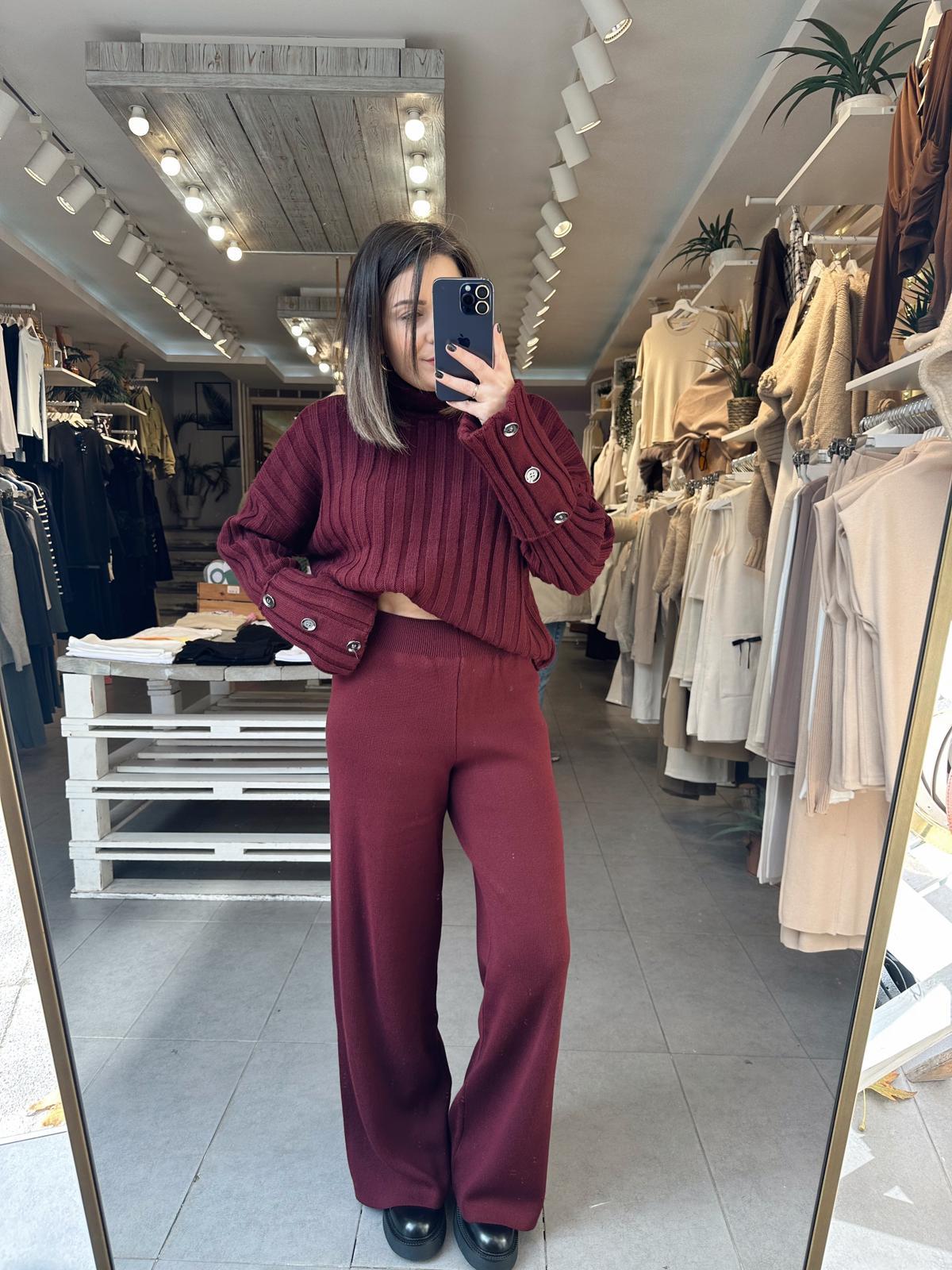 Bordo Triko Pantolon