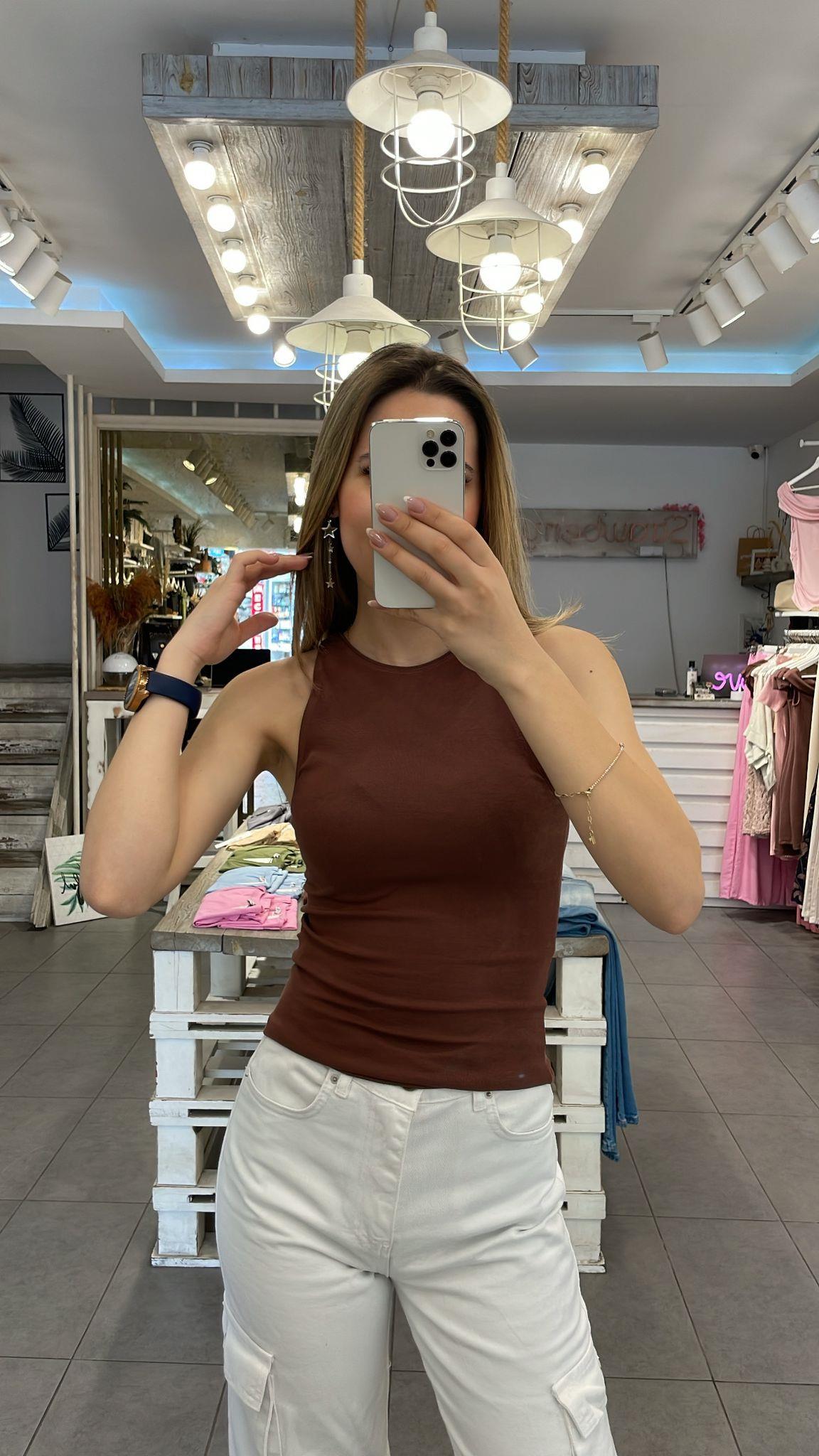 Acı Kahve Halter Yaka Atlet 