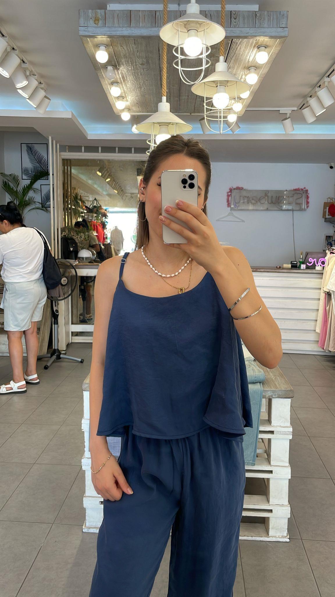 İp Askılı Bluz Palazzo Takım 
