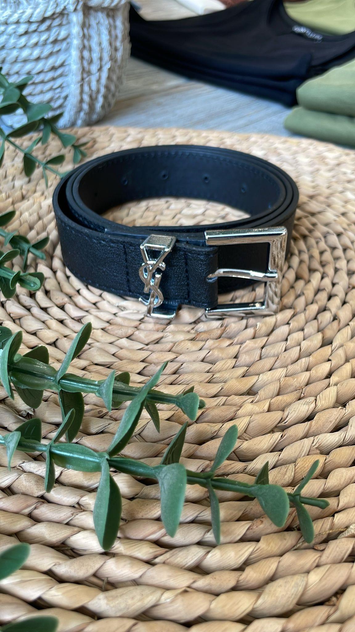 YSL Siyah Gümüş Tokalı Kemer 