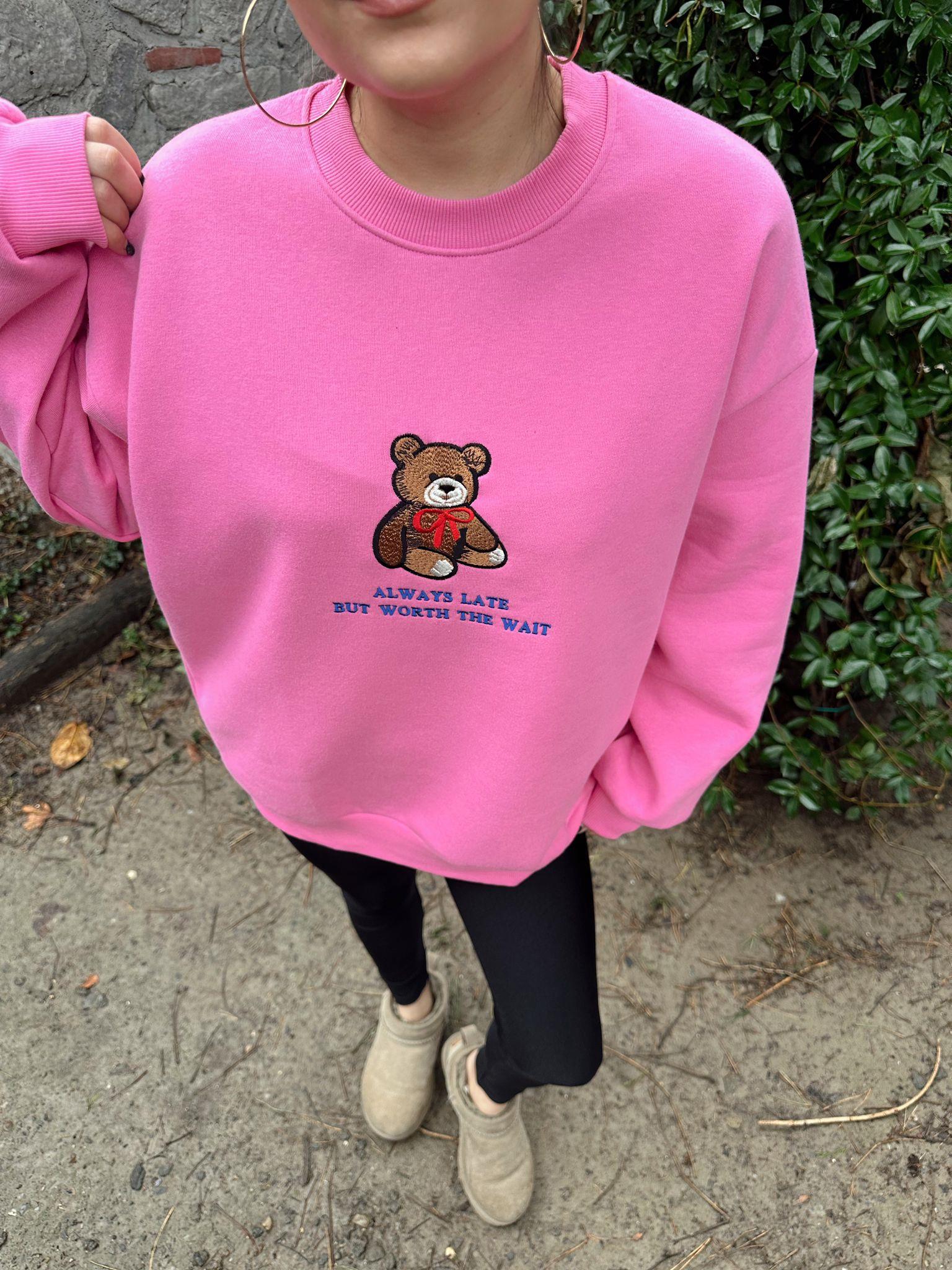Pembe Ayıcık Detaylı Sweat