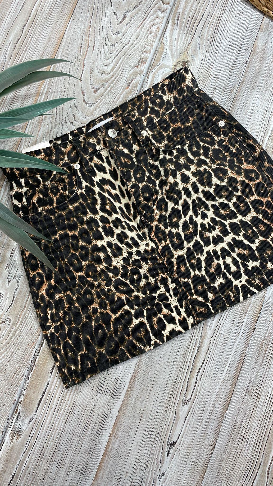 Leopar Desen Mini Etek