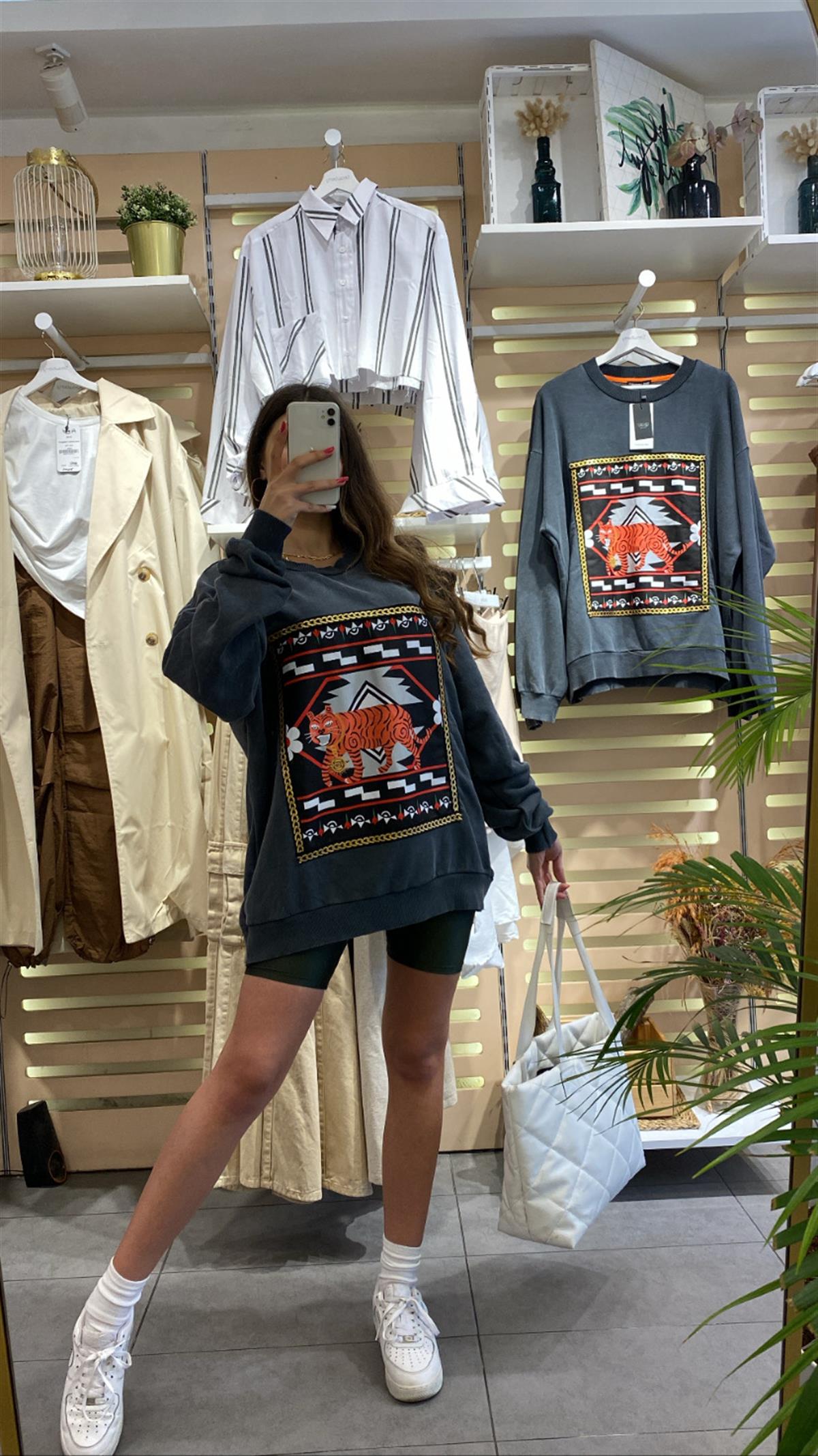 Antrasit Oversize Sweatshirt | StrawberryWear
