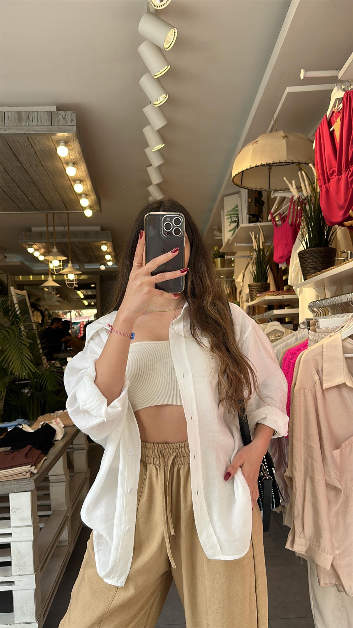 Beyaz Oversize Gömlek  | StrawberryWear