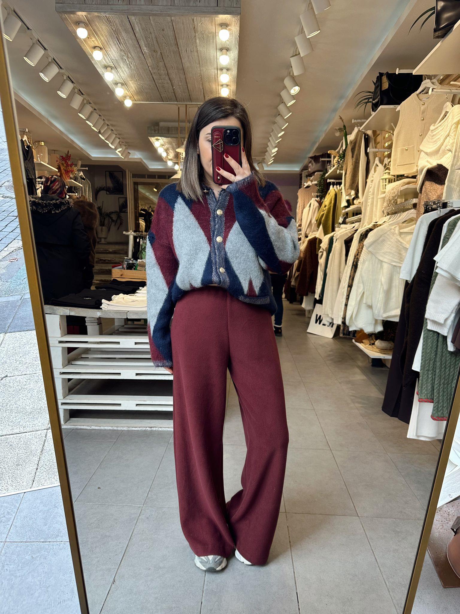 Bordo Triko Pantolon 
