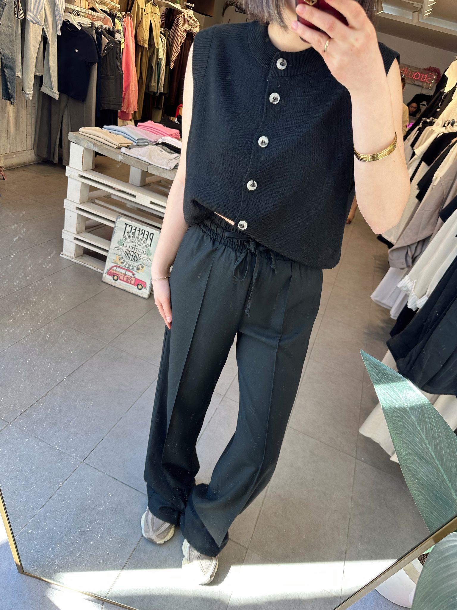 Siyah Poliviskon Pantolon
