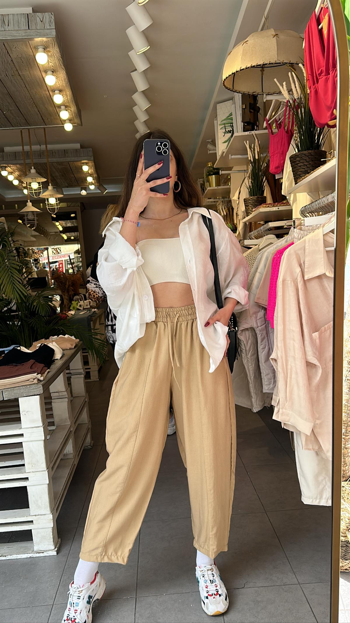 Camel Keten Şalvar Pantolon | StrawberryWear