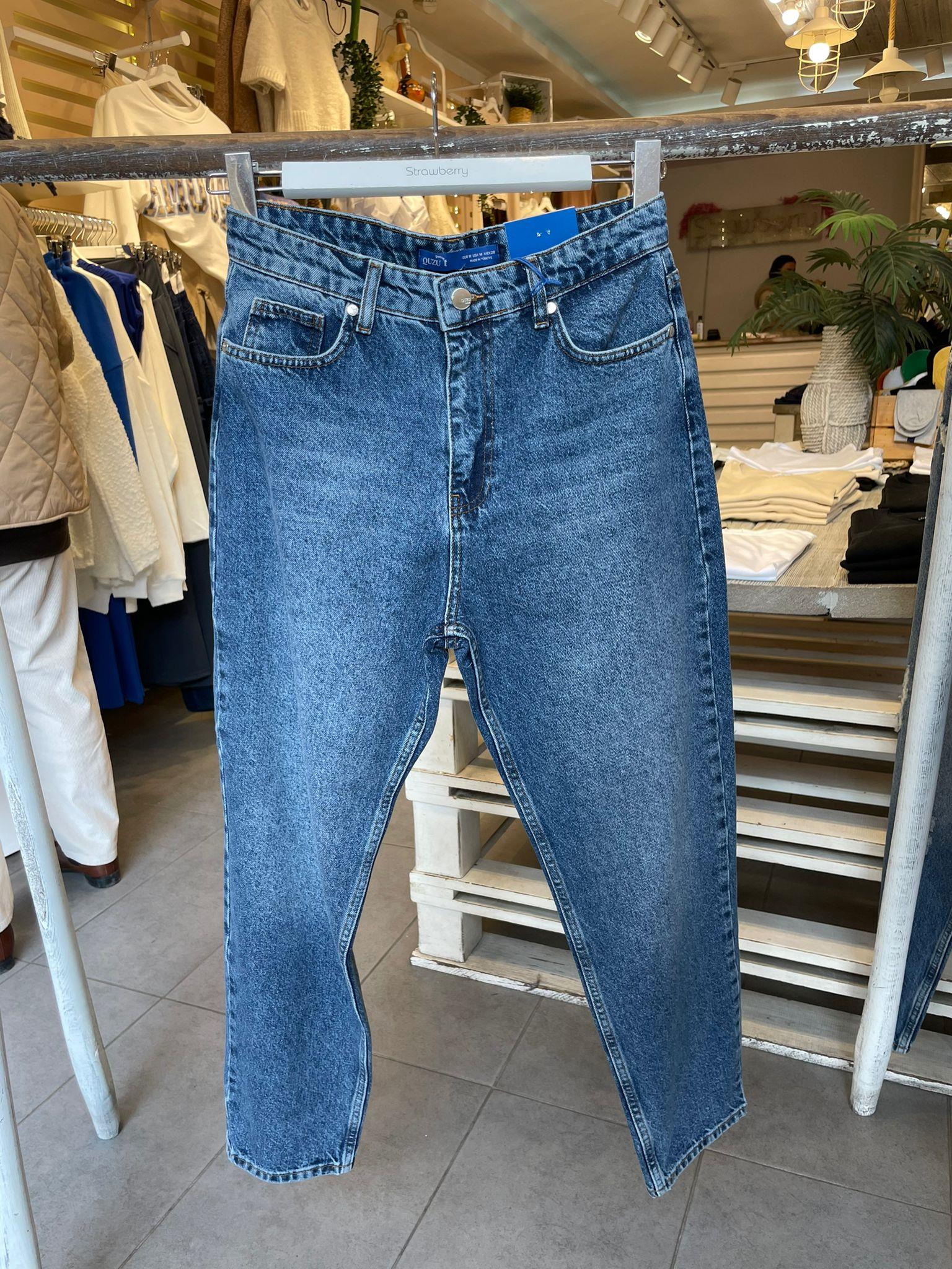 Koyu Mavi Mom Jean