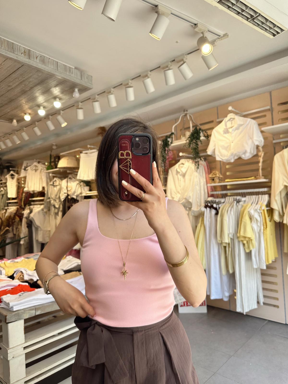 21057 Toz Pembe Askılı Atlet