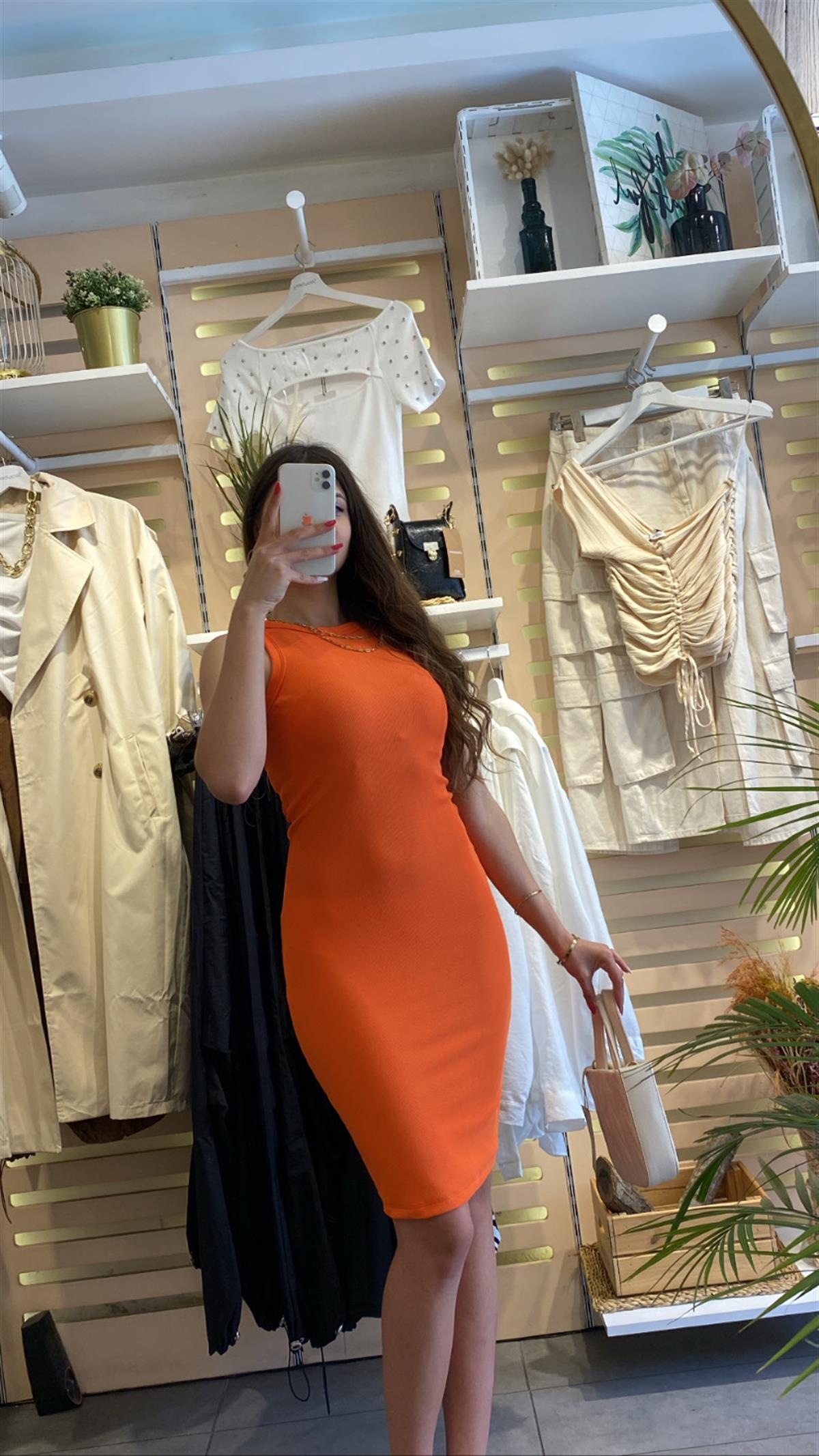 Fitilli Turuncu Elbise | StrawberryWear