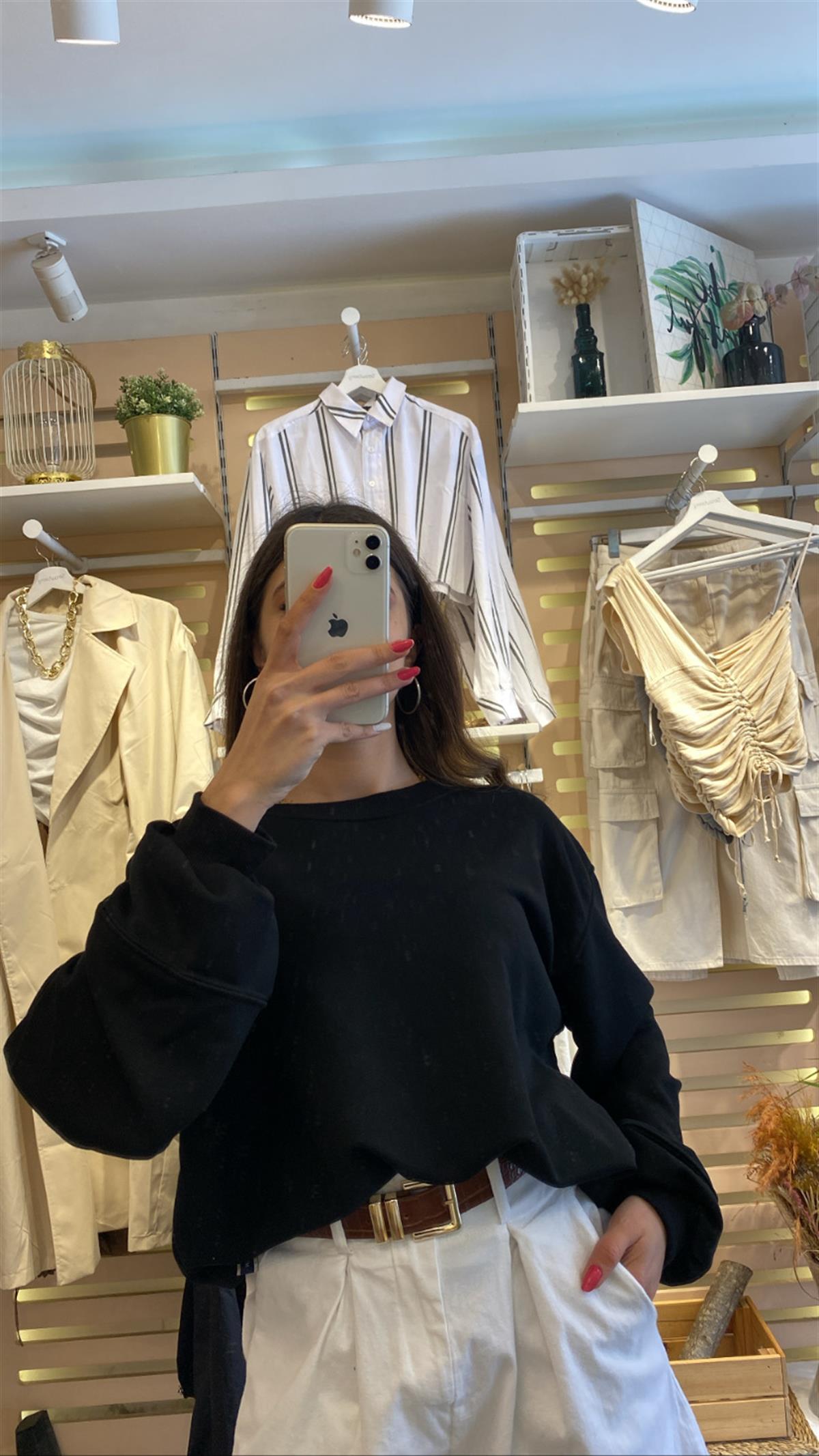 Siyah Oversize Sweatshirt | StrawberryWear