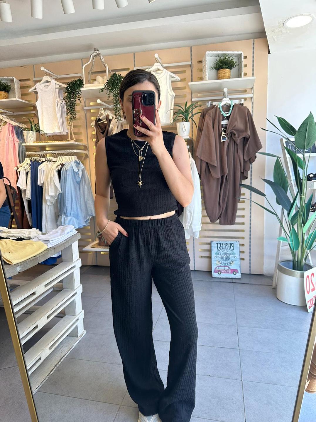 Siyah Bluz Pantolon Takım
