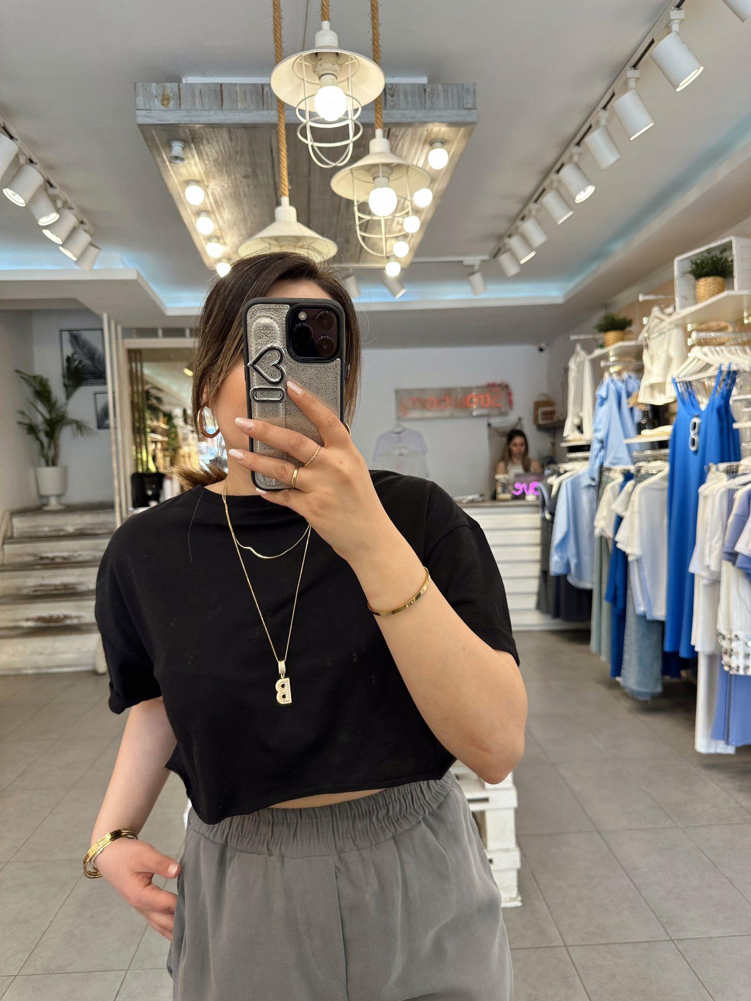Siyah Crop Tshırt 