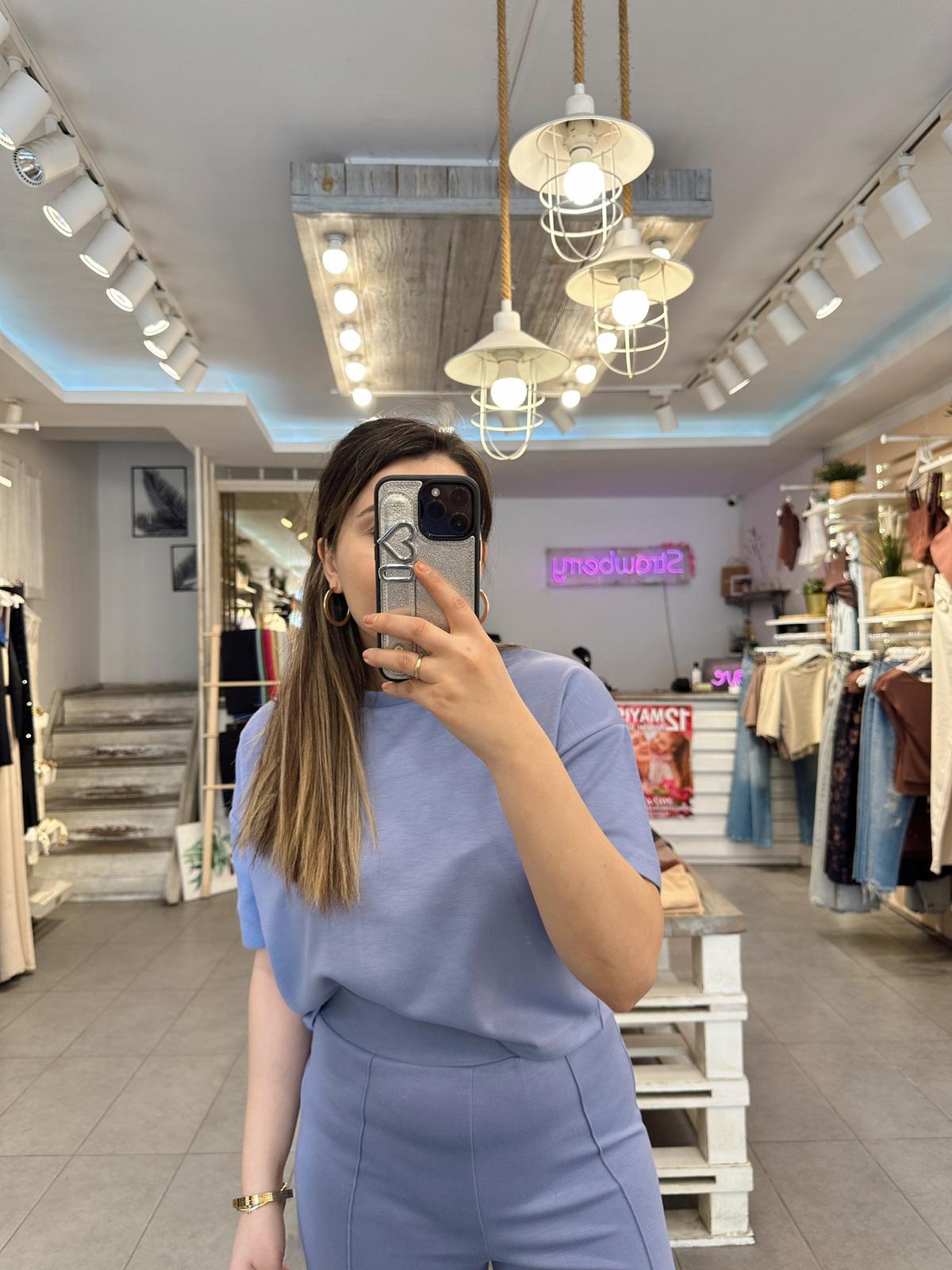 Bebe Mavisi Modal Kumaş Crop Takım 