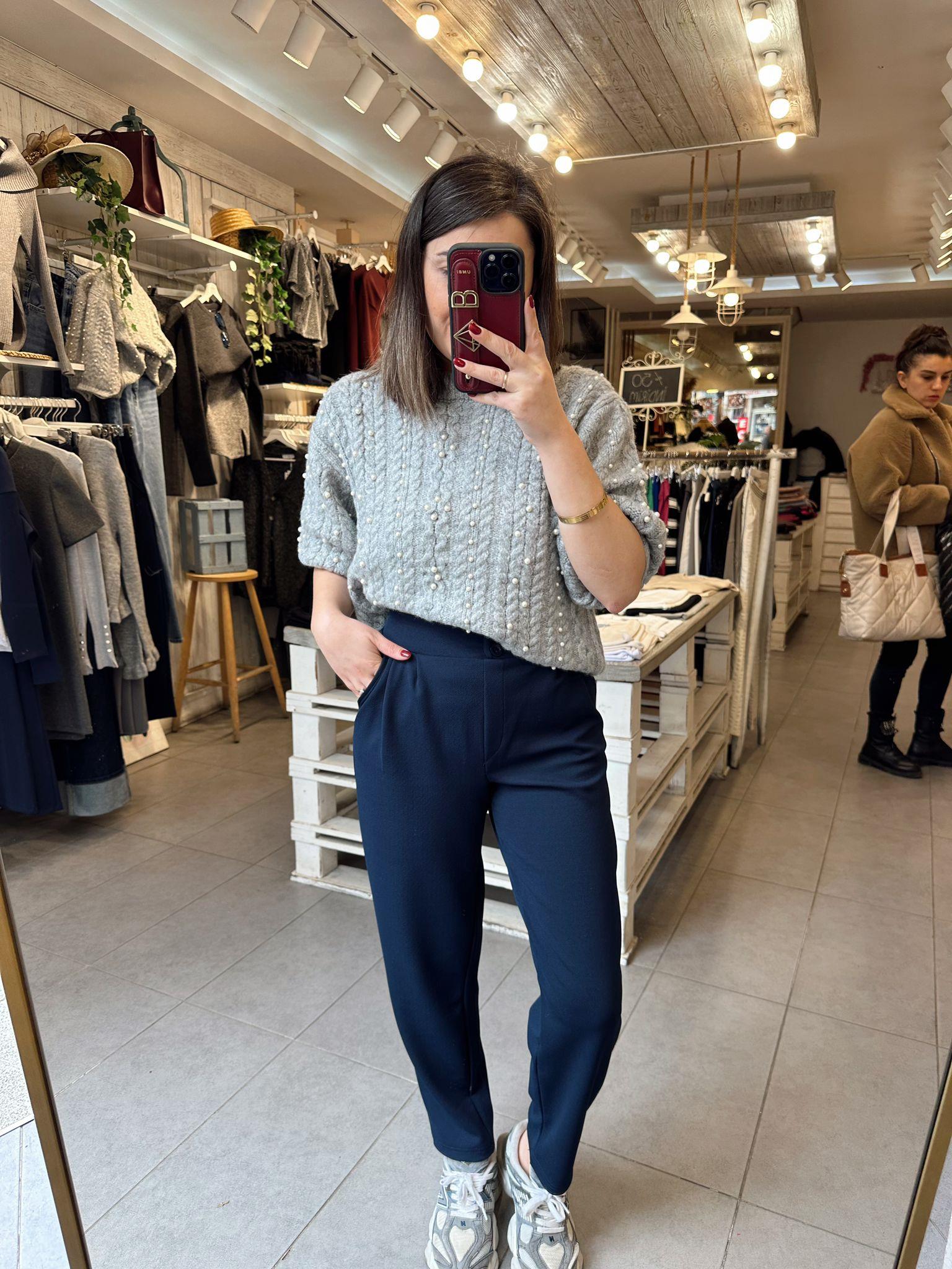 Likralı Klasik Kumaş Lacivert Pantolon