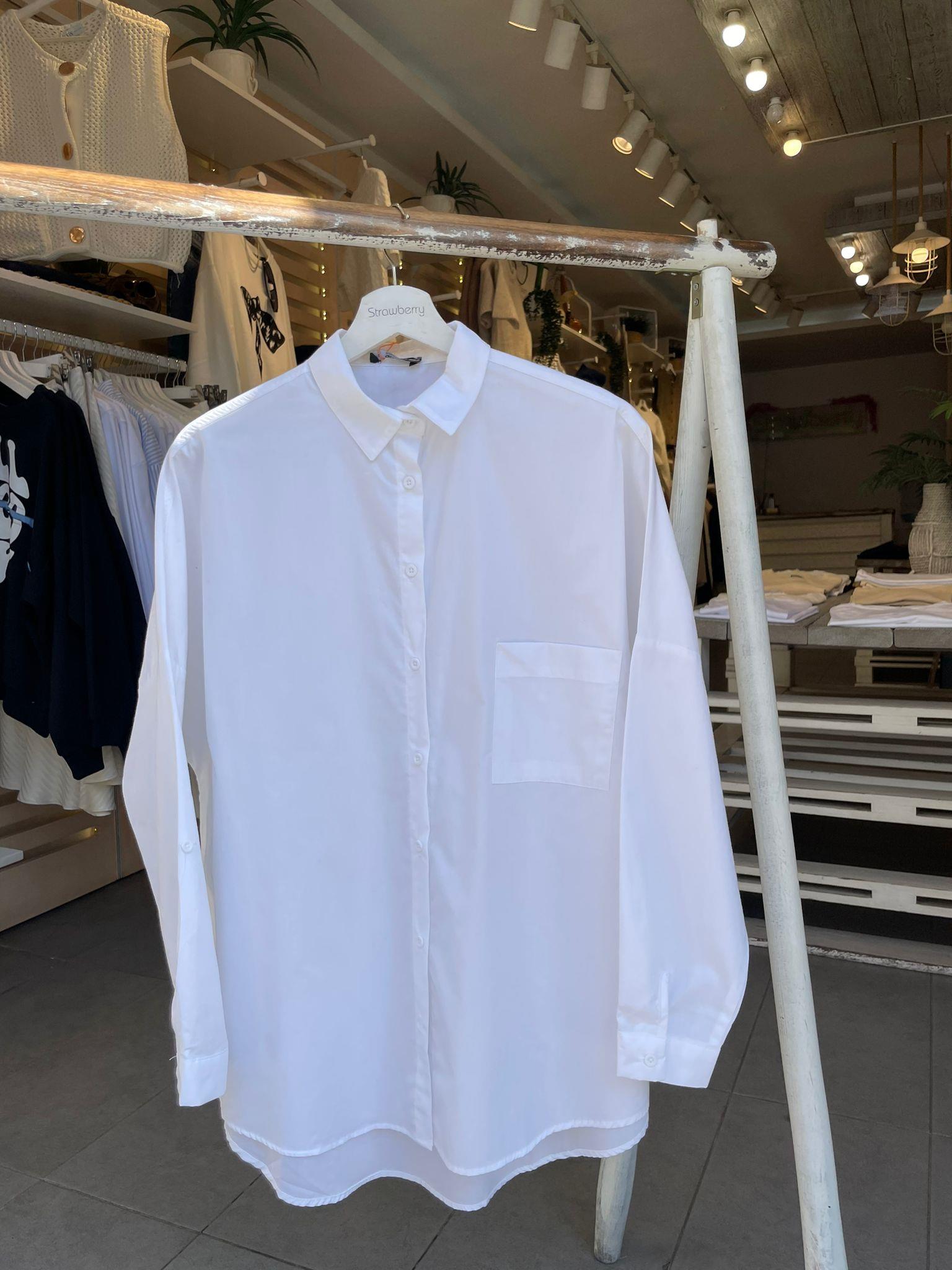 Beyaz Oversize Poplin Gömlek