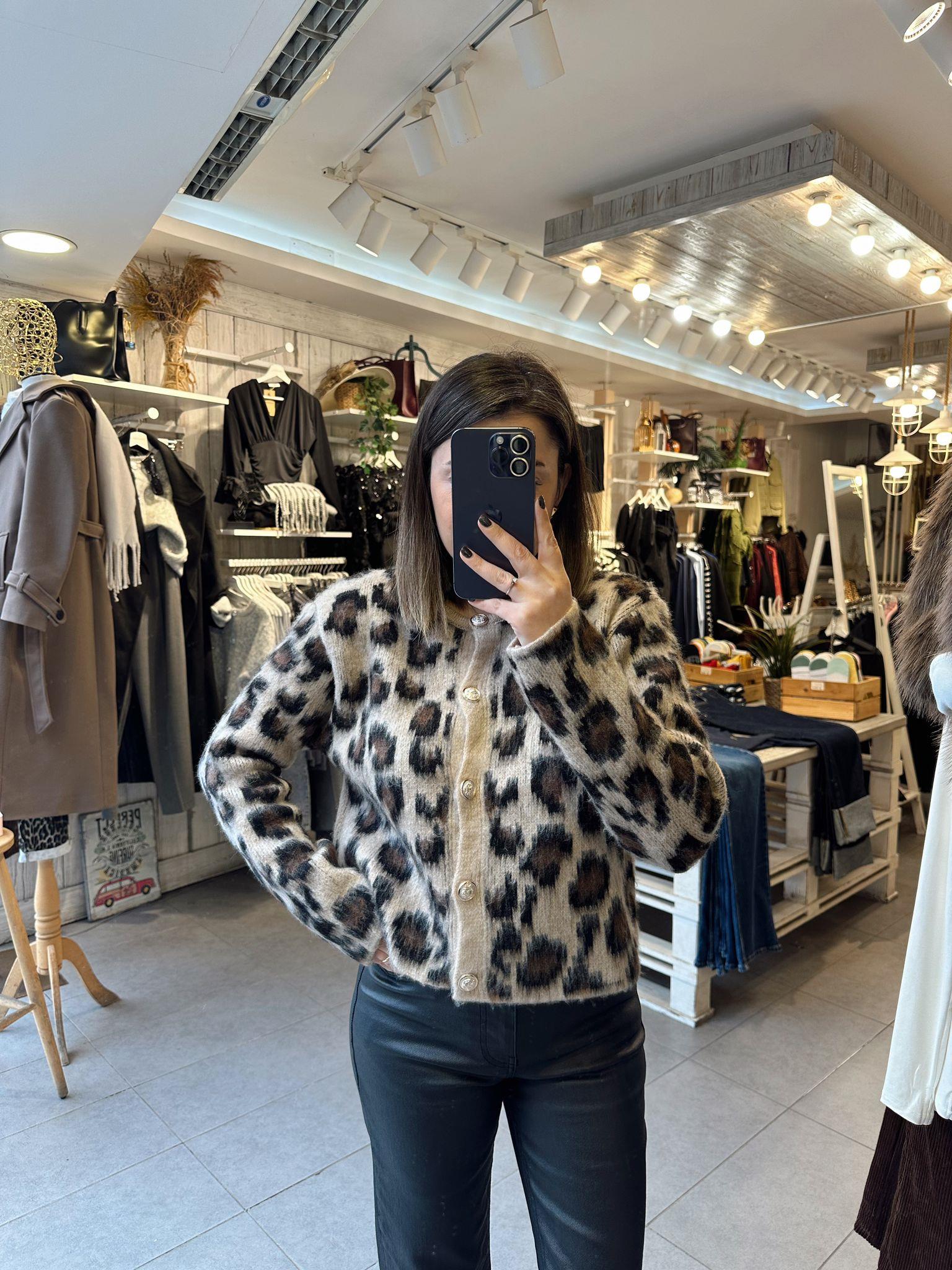 Leopar Desenli Hırka