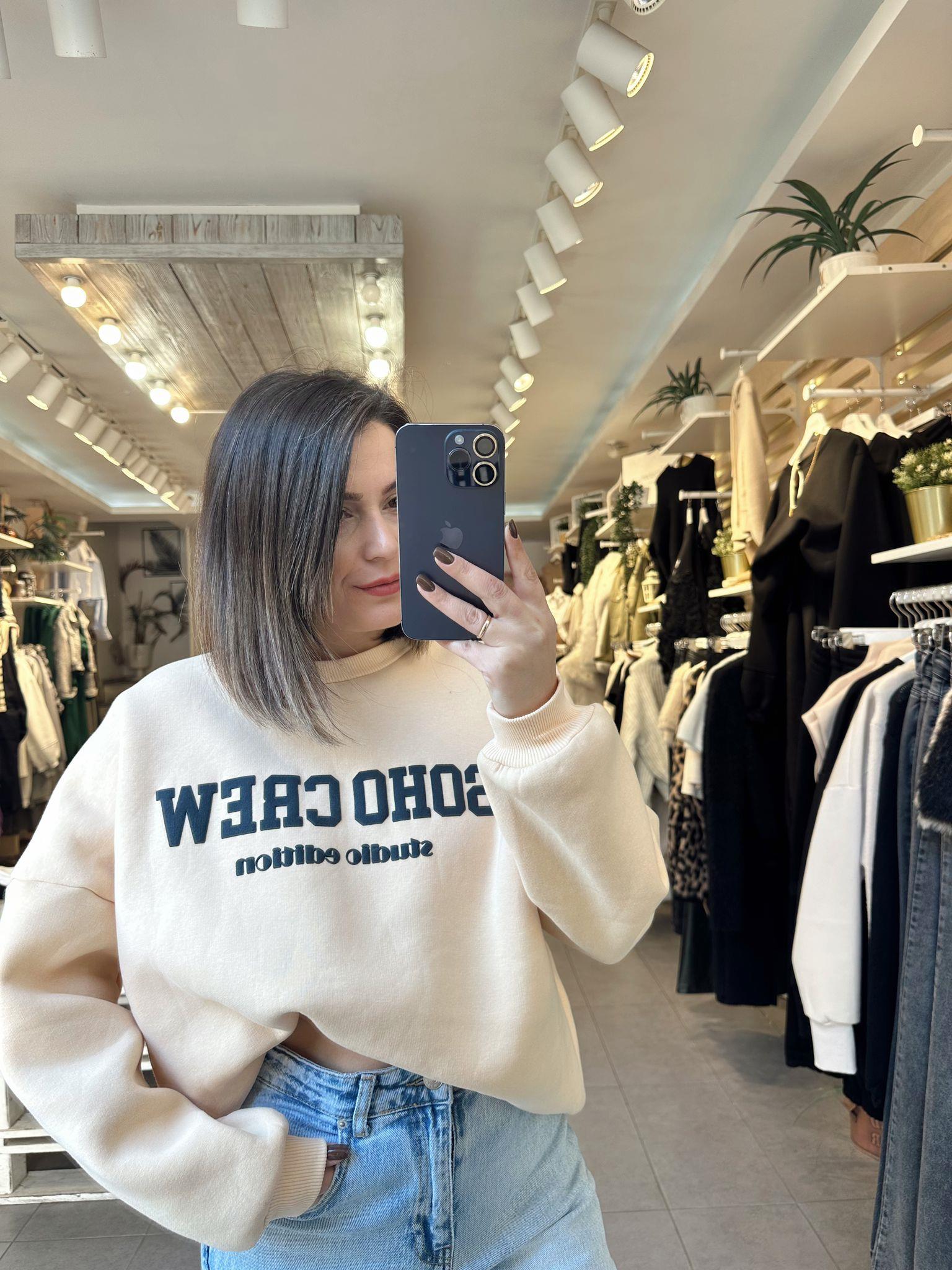 Yazılı Bej Rengi Sweat