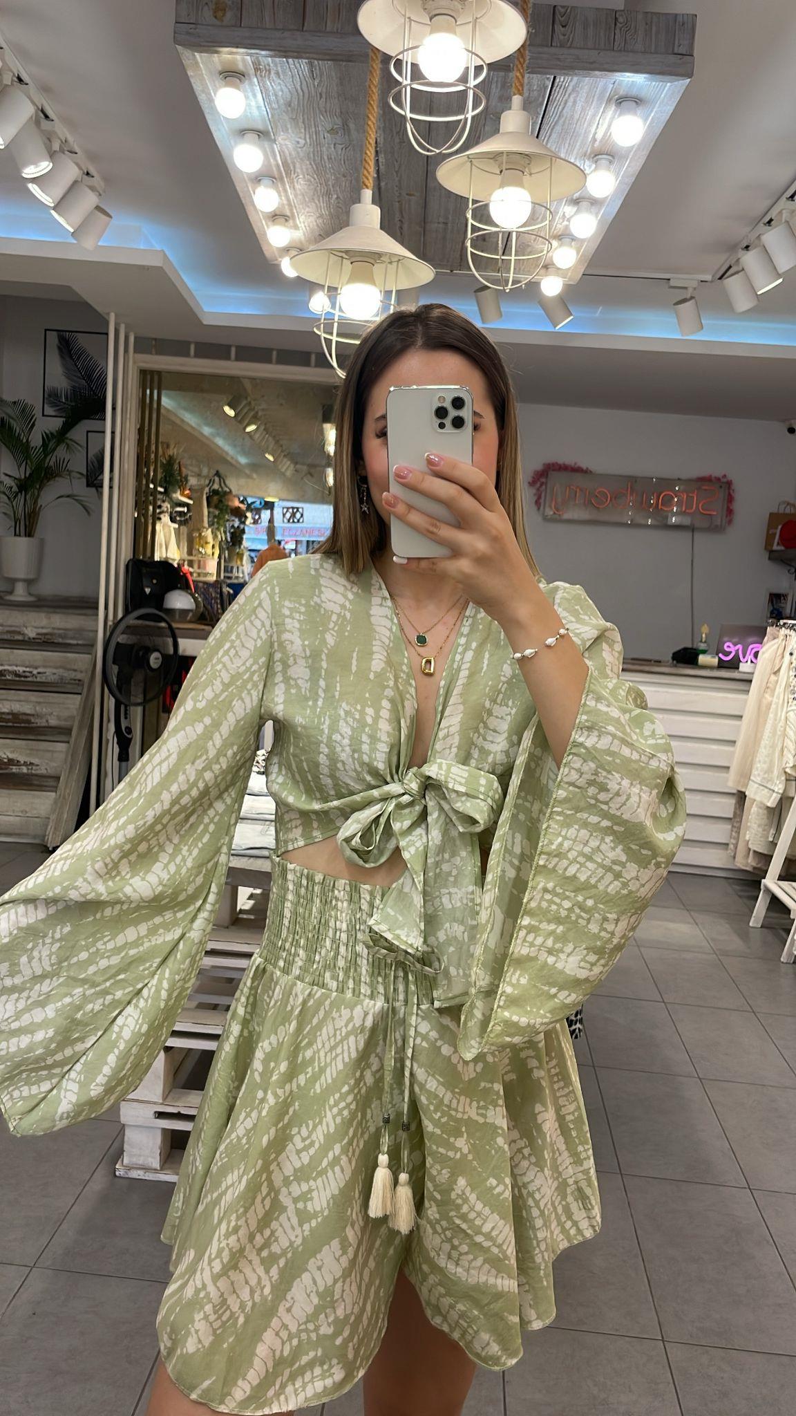 Desenli Crop Etek Takım 