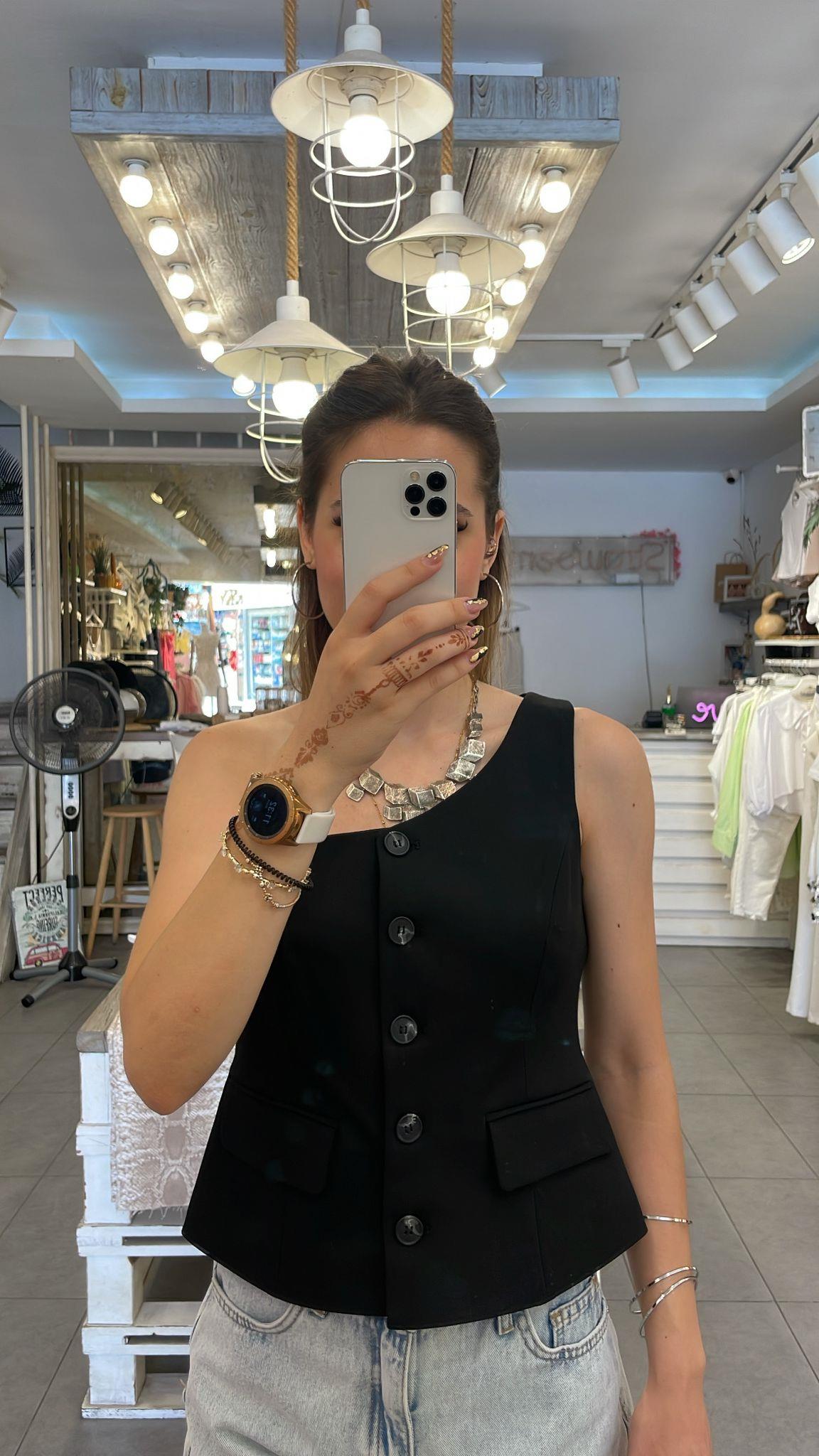Asimetrik Tek Omuzlu Yelek 