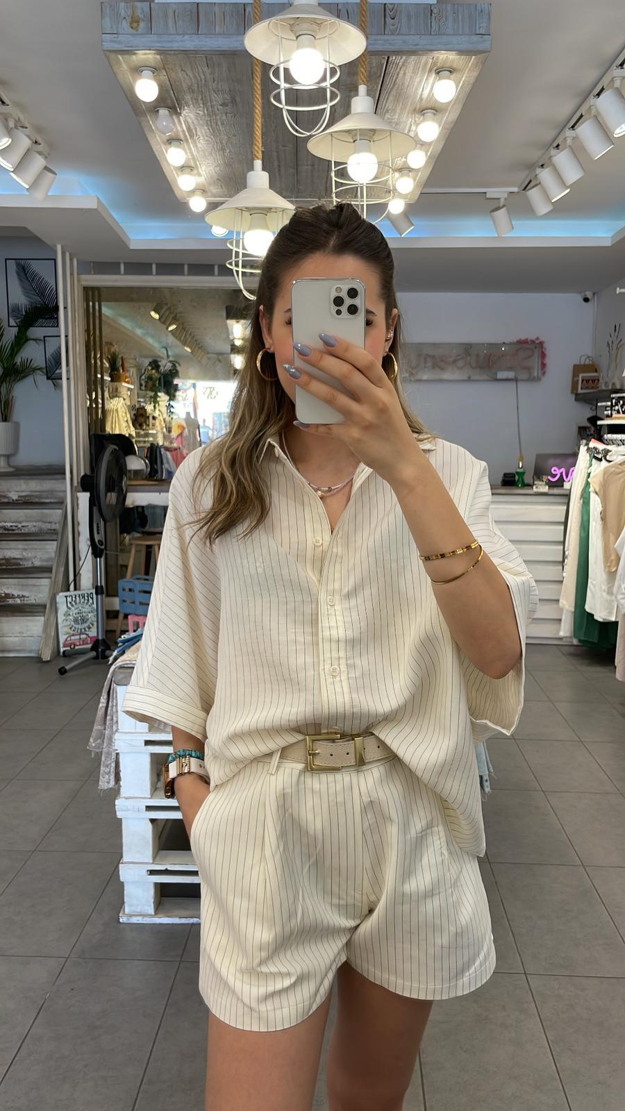 Oversize Gömlek Şortlu Takım 
