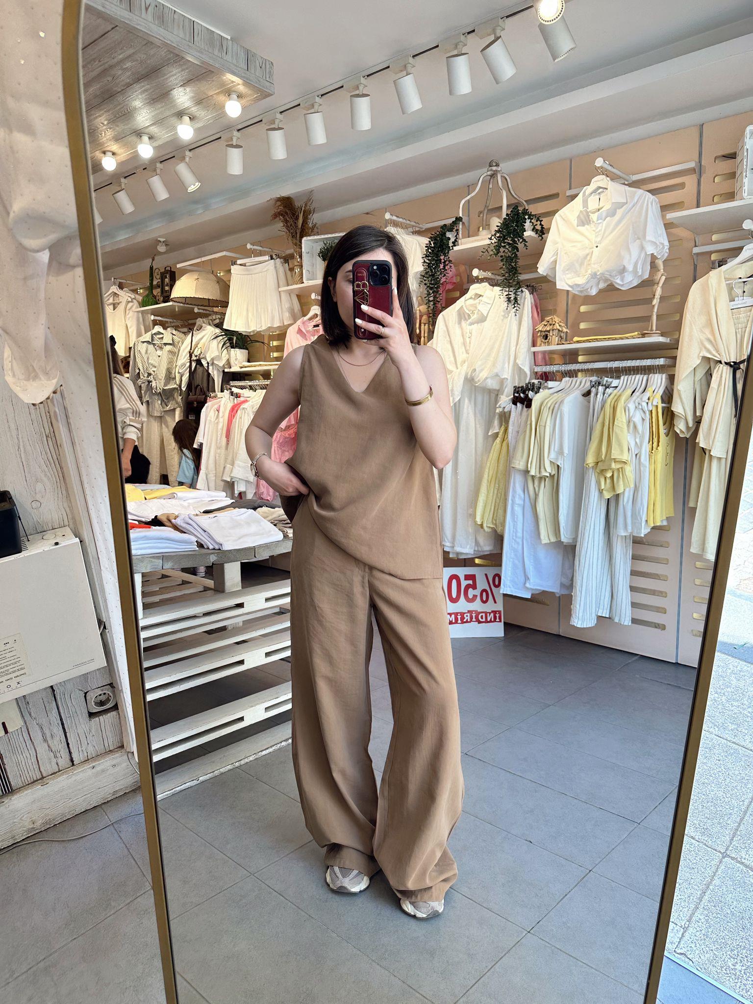 Kahve Buluz Pantolon Takım