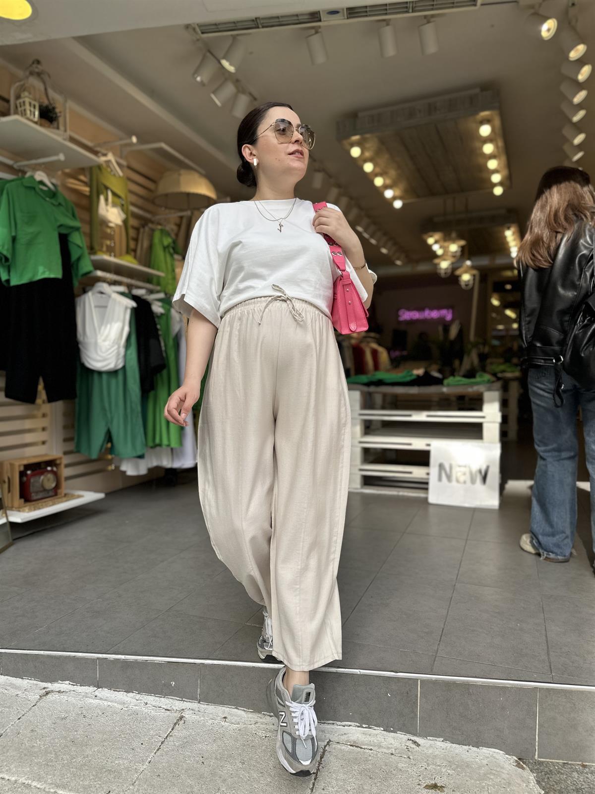 Bej Keten Şalvar | StrawberryWear