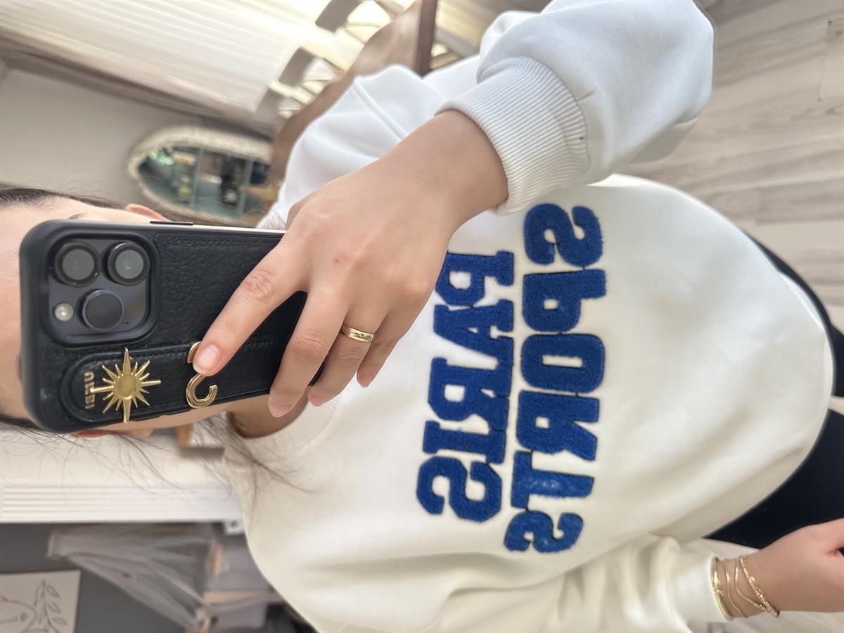 Beyaz Baskılı Sweatshirt | StrawberryWear