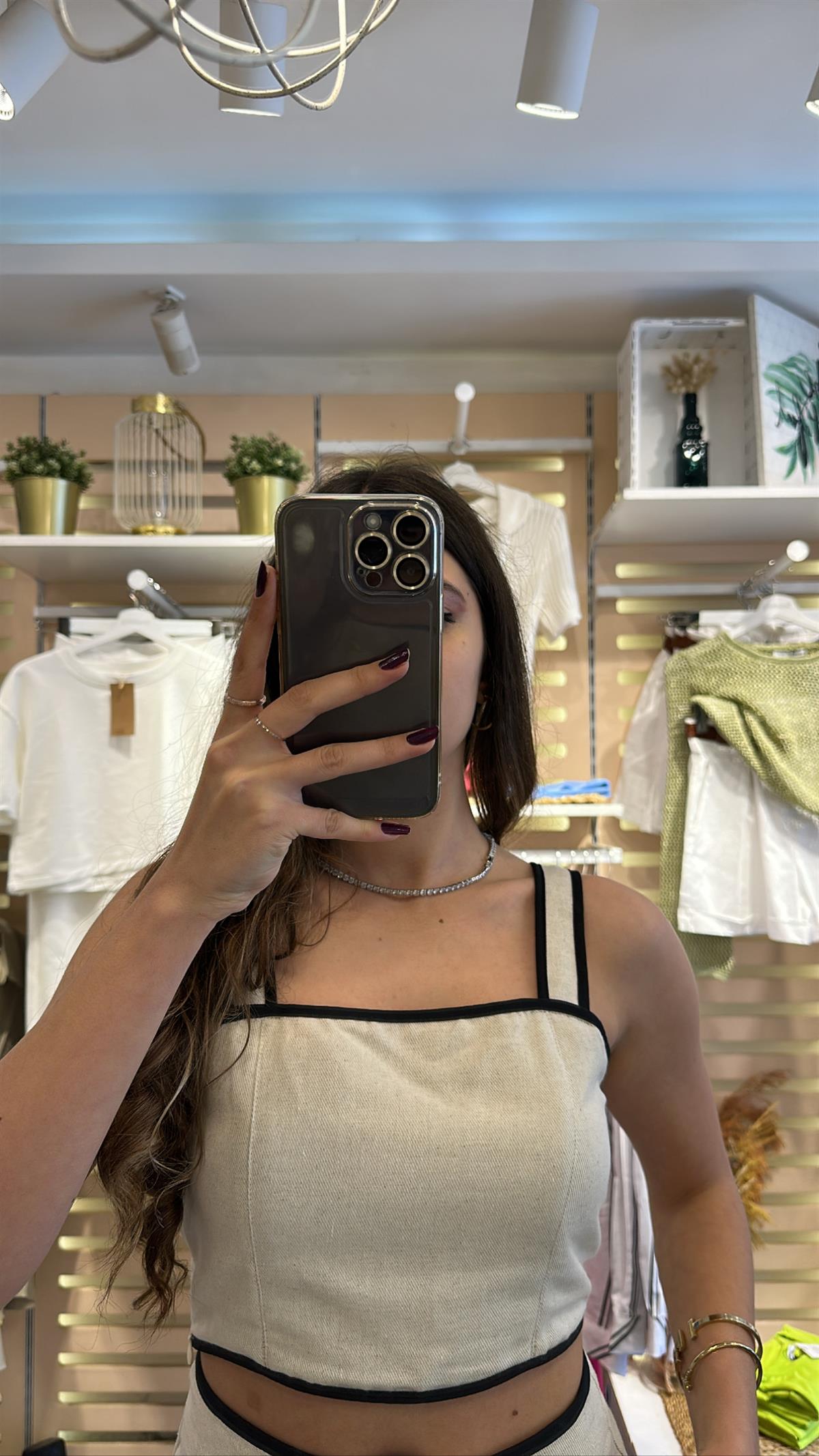 Beyaz Çizgili Askılı Crop | StrawberryWear