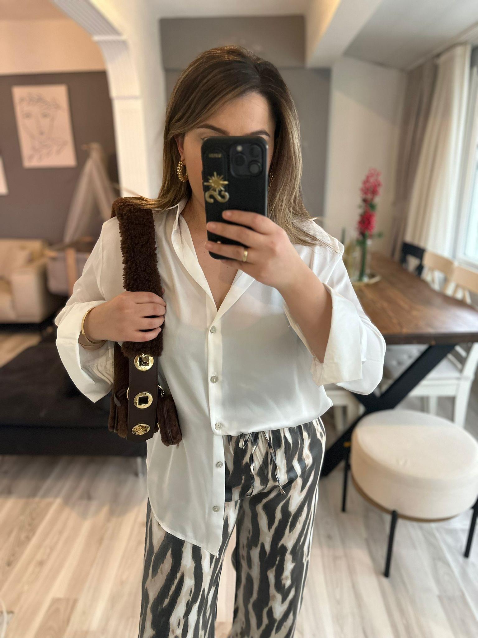 Saten Oversize Gömlek 