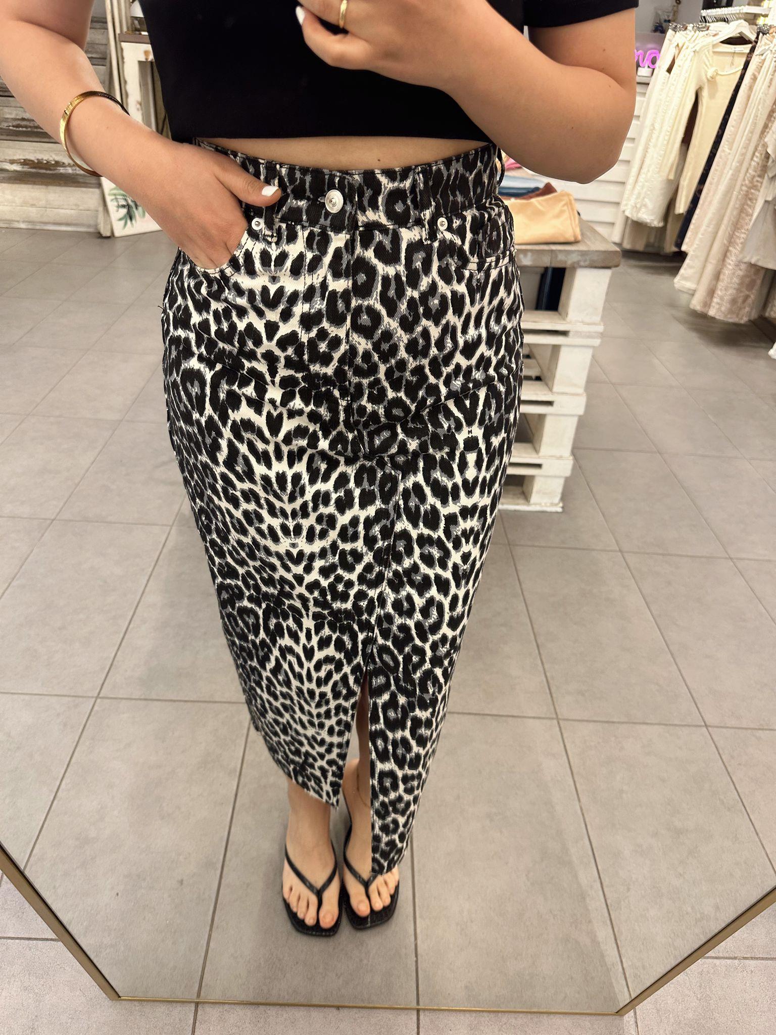 Leopar Desen Midi Boy Etek 