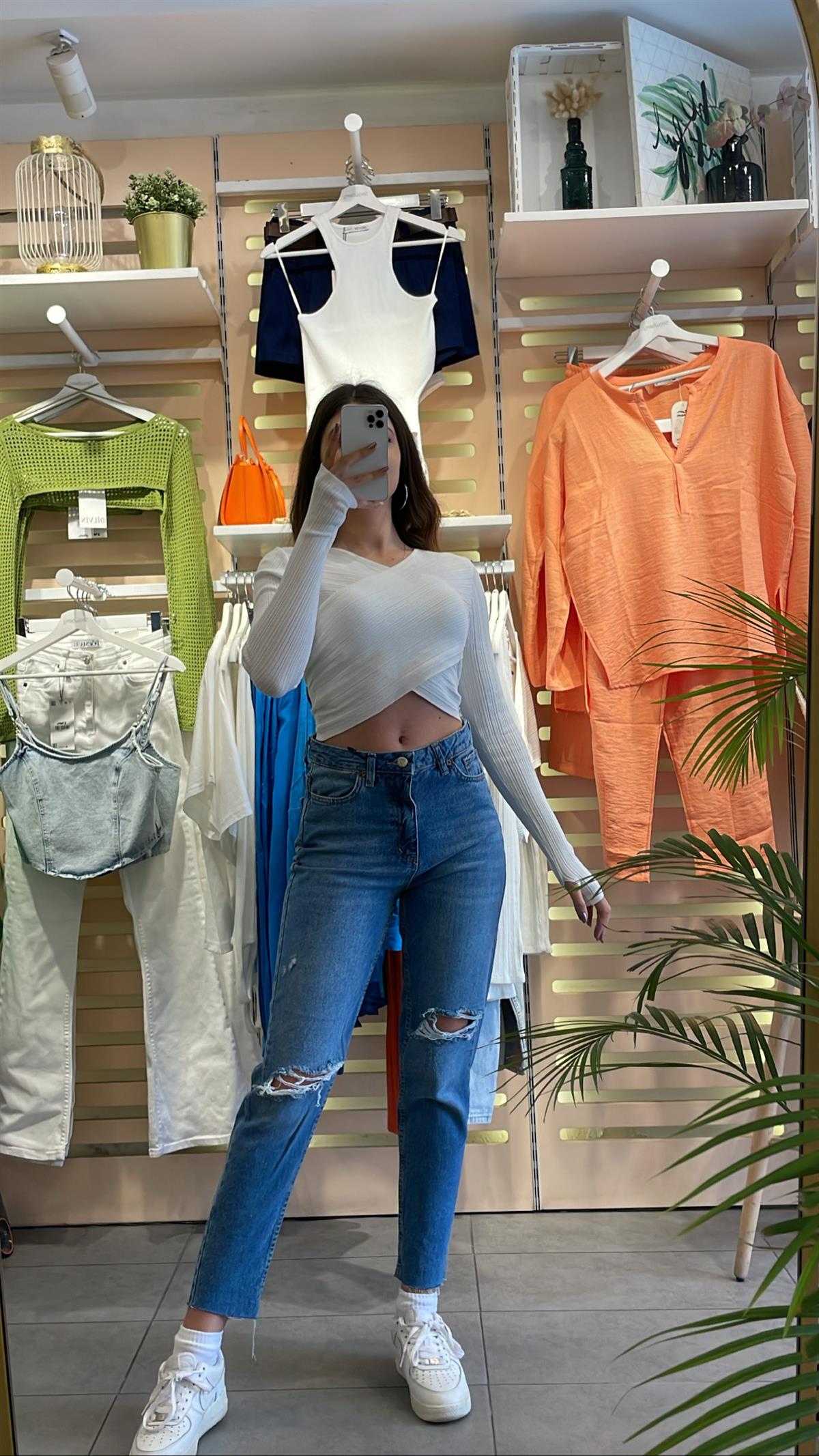 Dizi Yırtık Mavi Jean | StrawberryWear