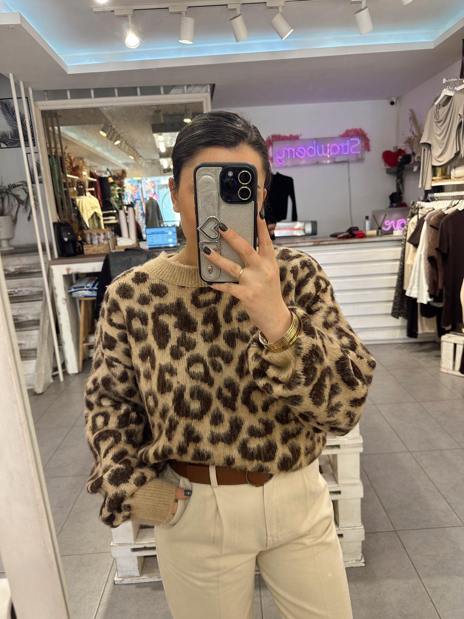 Leopar Desenli Kazak
